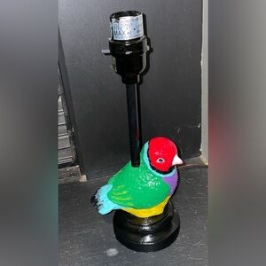 Hand Painted Upcycled Small Bird Lamp Gouldian Finch Inspired Design No Bulb